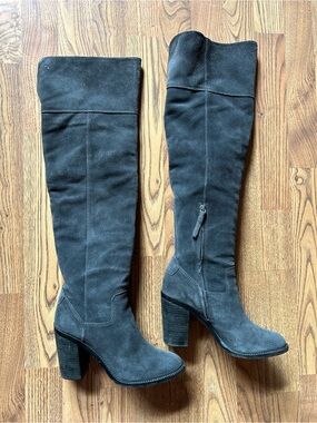 Steve Madden Gray Suede Over-the-Knee Block Heel Boots